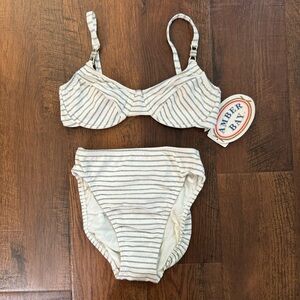 AMBER BAY white with metallic silver bikini, size 8, NWT